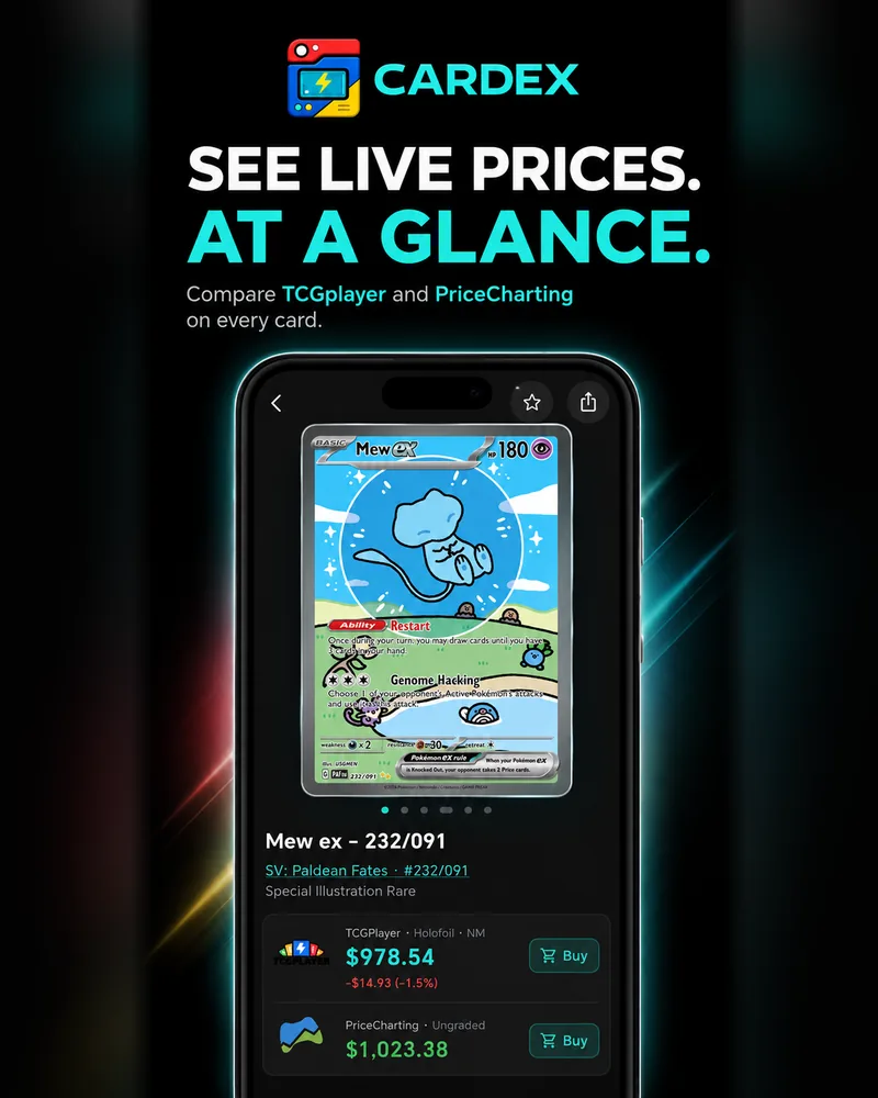 Card detail with TCGplayer and PriceCharting prices